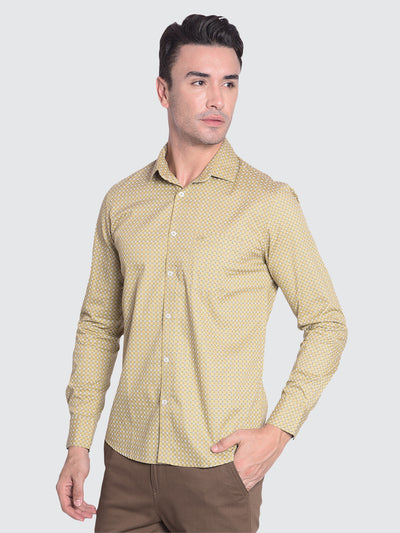 Beige Printed Shirt-Men shirts-Crimsoune Club