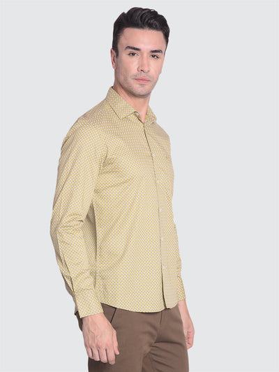 Beige Printed Shirt-Men shirts-Crimsoune Club