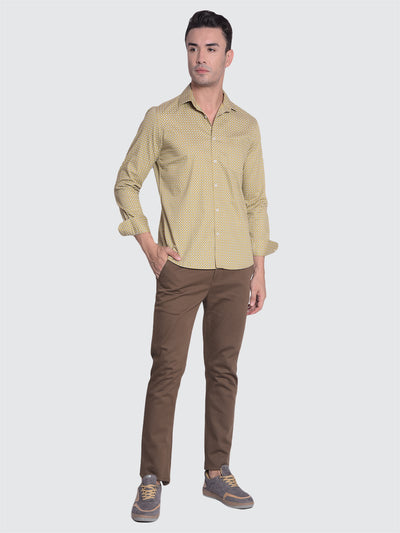 Beige Printed Shirt-Men shirts-Crimsoune Club