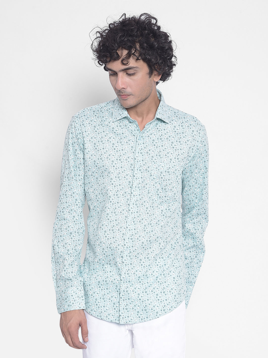 Green Floral Shirt-Men Shirts-Crimsoune Club