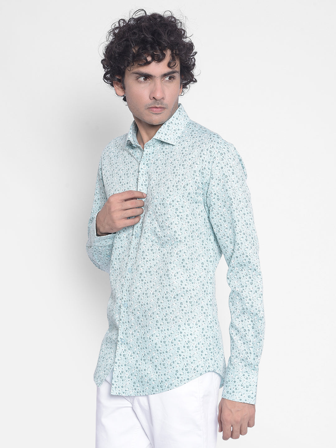 Green Floral Shirt-Men Shirts-Crimsoune Club