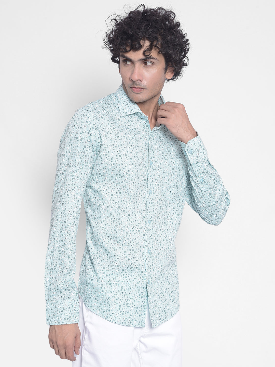 Green Floral Shirt-Men Shirts-Crimsoune Club