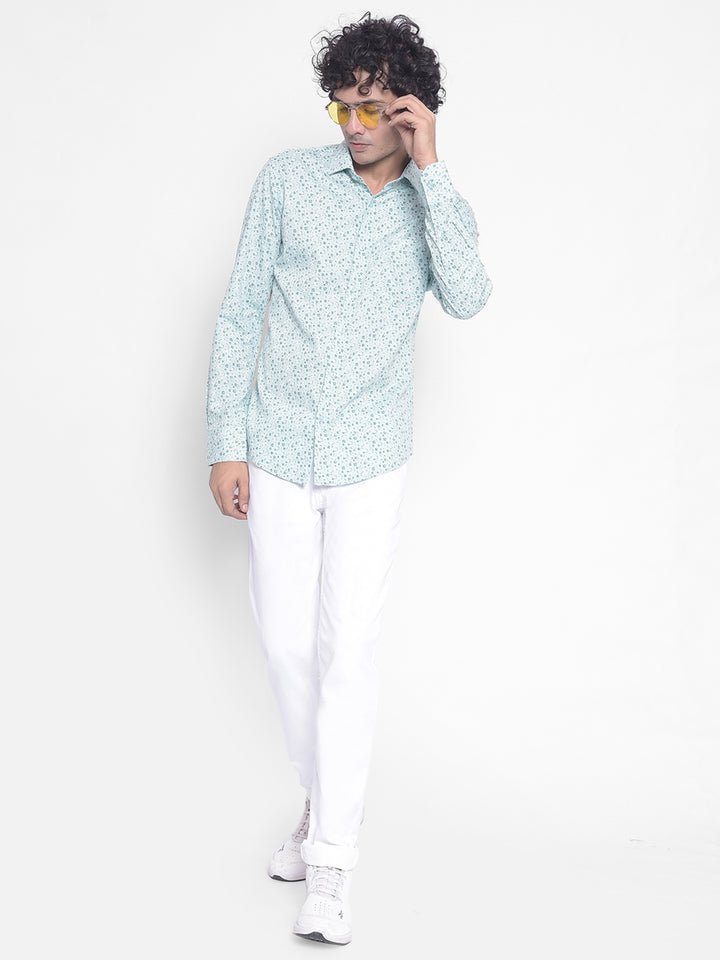 Green Floral Shirt-Men Shirts-Crimsoune Club