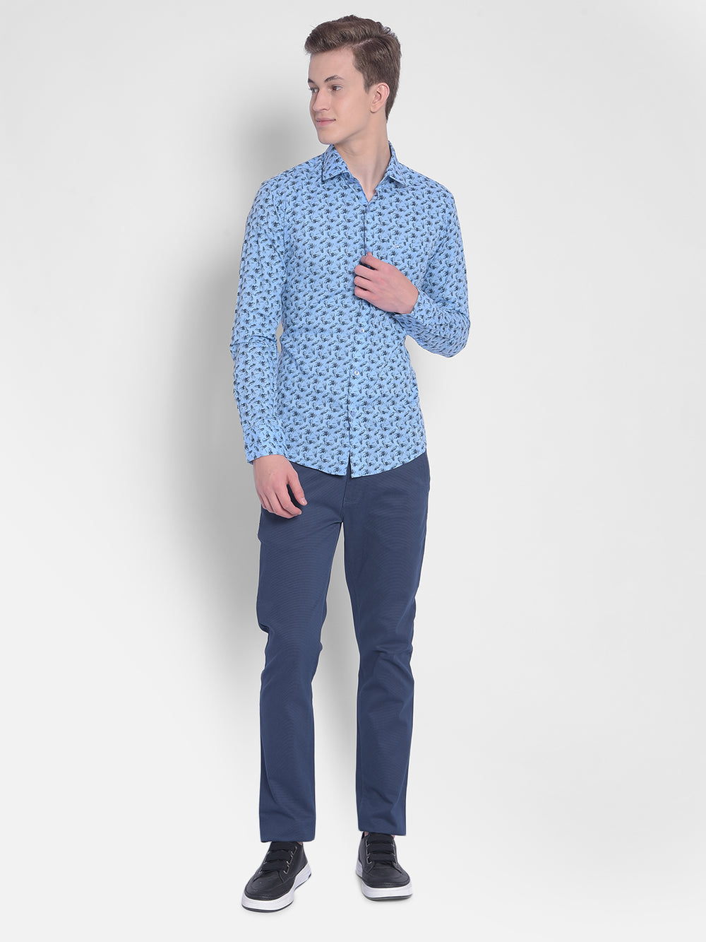 Blue Floral Shirt-Men Shirts-Crimsoune Club