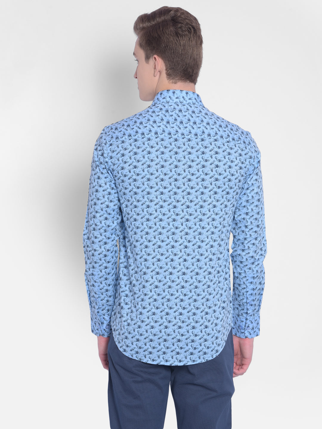 Blue Floral Shirt-Men Shirts-Crimsoune Club
