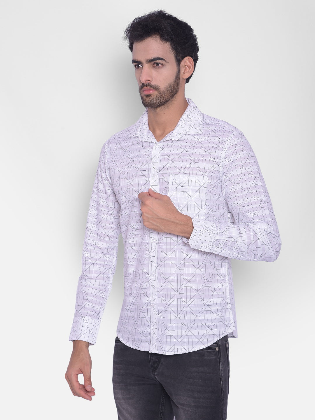 White Printed Shirt-Mens Shirts-Crimsoune Club