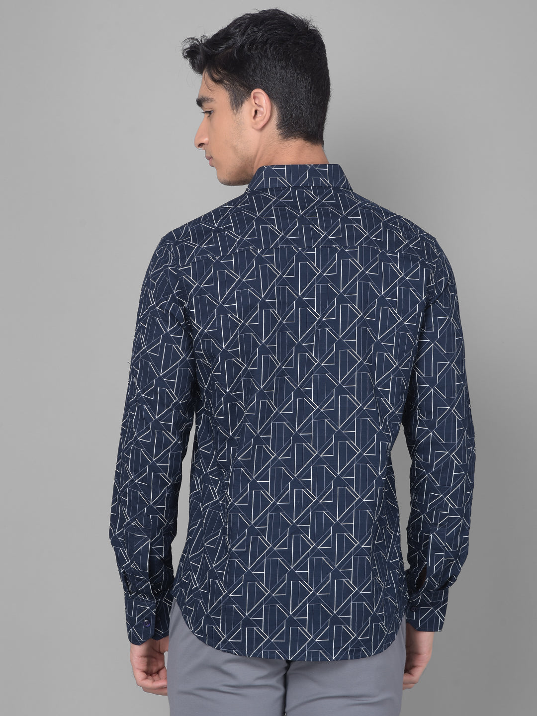 Navy Blue Printed Shirt-Men Shirts-Crimsoune Club