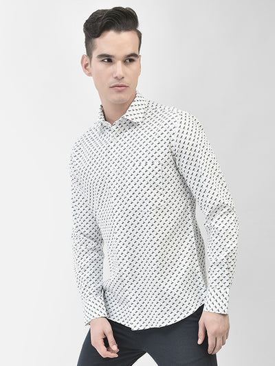 Off White Printed Shirt-Men Shirts-Crimsoune Club