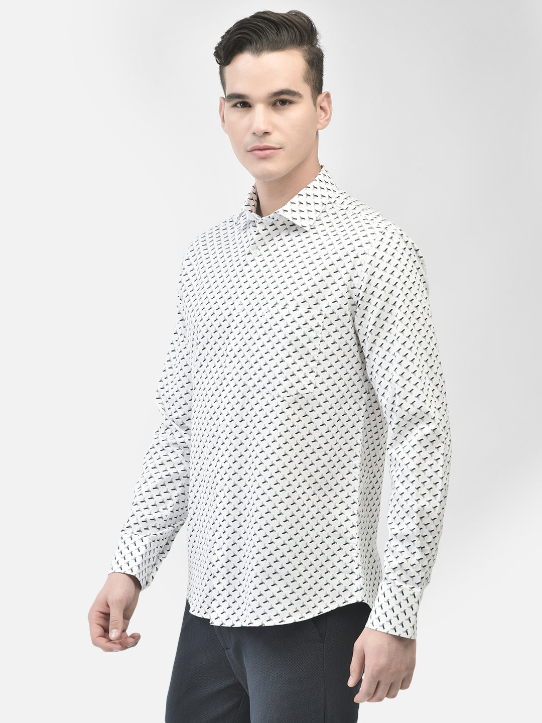 Off White Printed Shirt-Men Shirts-Crimsoune Club