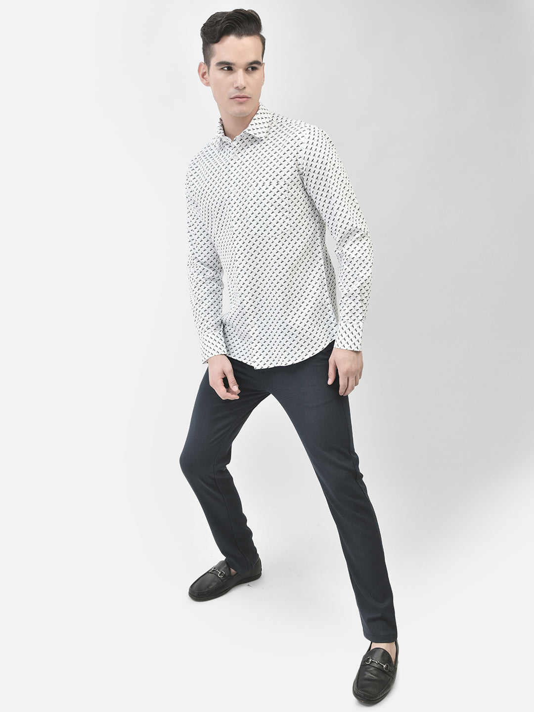 Off White Printed Shirt-Men Shirts-Crimsoune Club