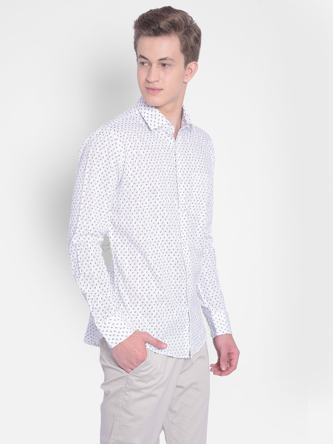 White Printed Shirt-Men Shirts-Crimsoune Club