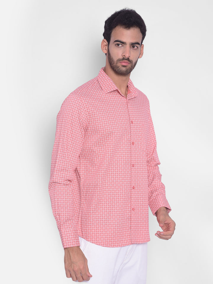 Pink Printed Shirt-Men Shirts-Crimsoune Club