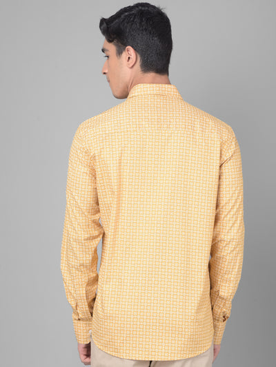 Yellow Printed Shirt-Men Shirts-Crimsoune Club