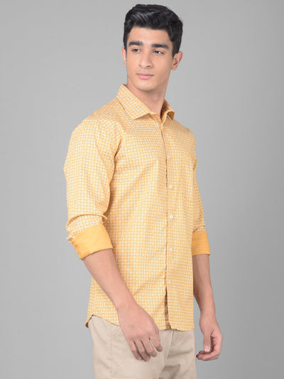 Yellow Printed Shirt-Men Shirts-Crimsoune Club