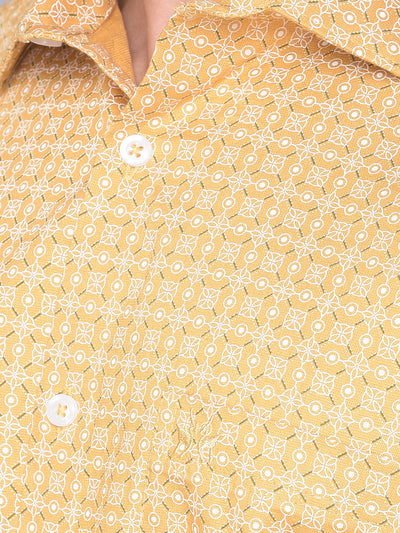Yellow Printed Shirt-Men Shirts-Crimsoune Club
