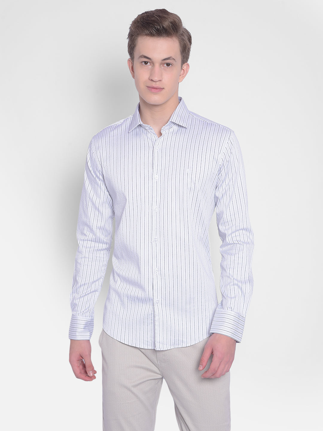 White Striped Shirt-Men Shirts-Crimsoune Club