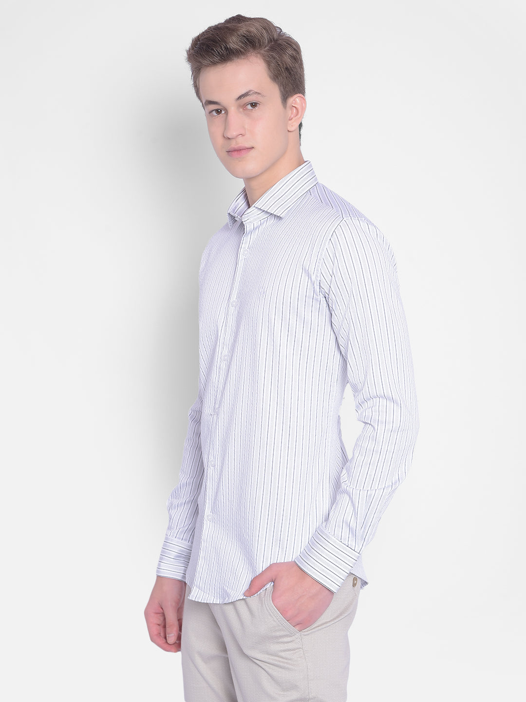 White Striped Shirt-Men Shirts-Crimsoune Club