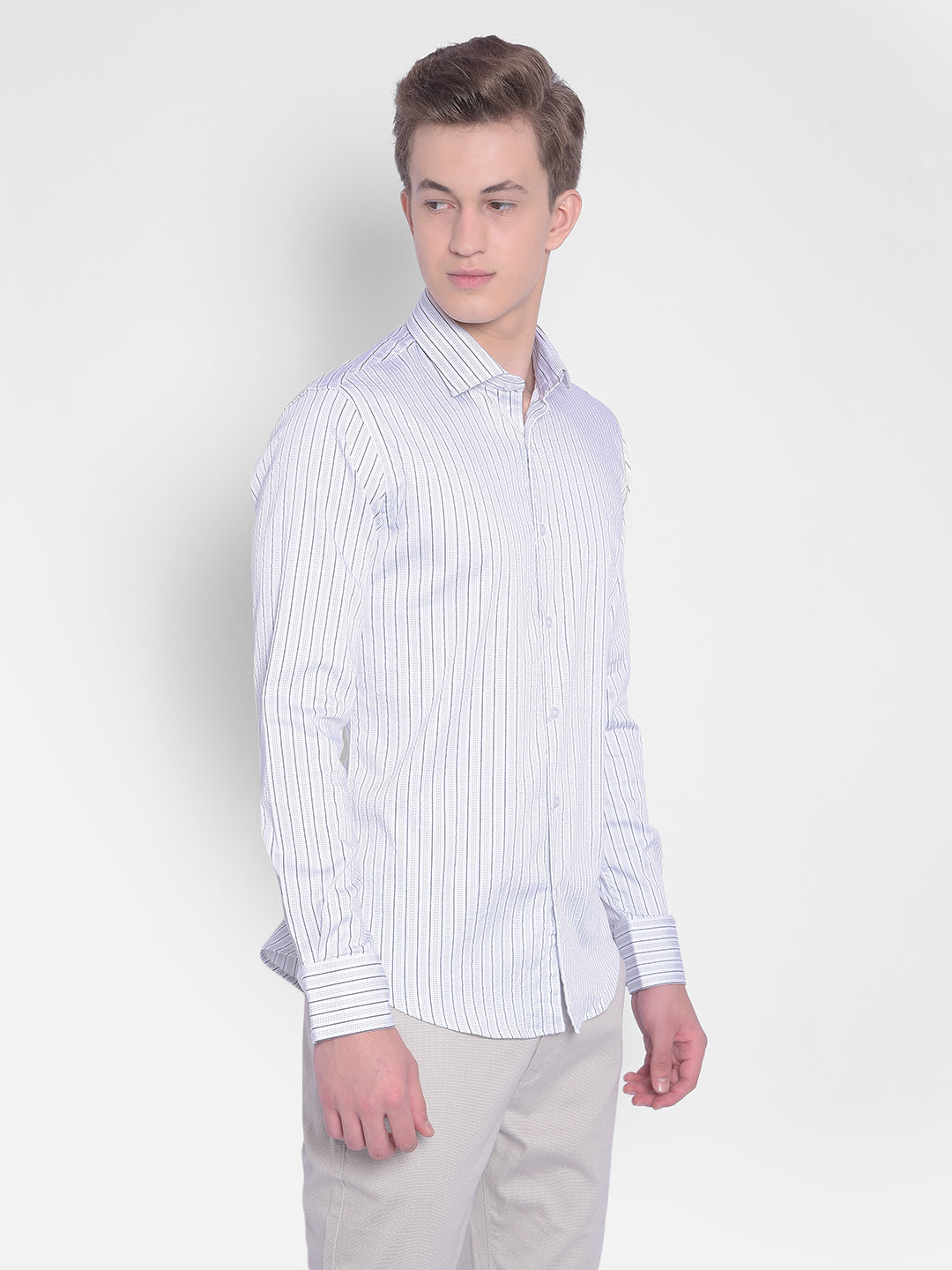 White Striped Shirt-Men Shirts-Crimsoune Club