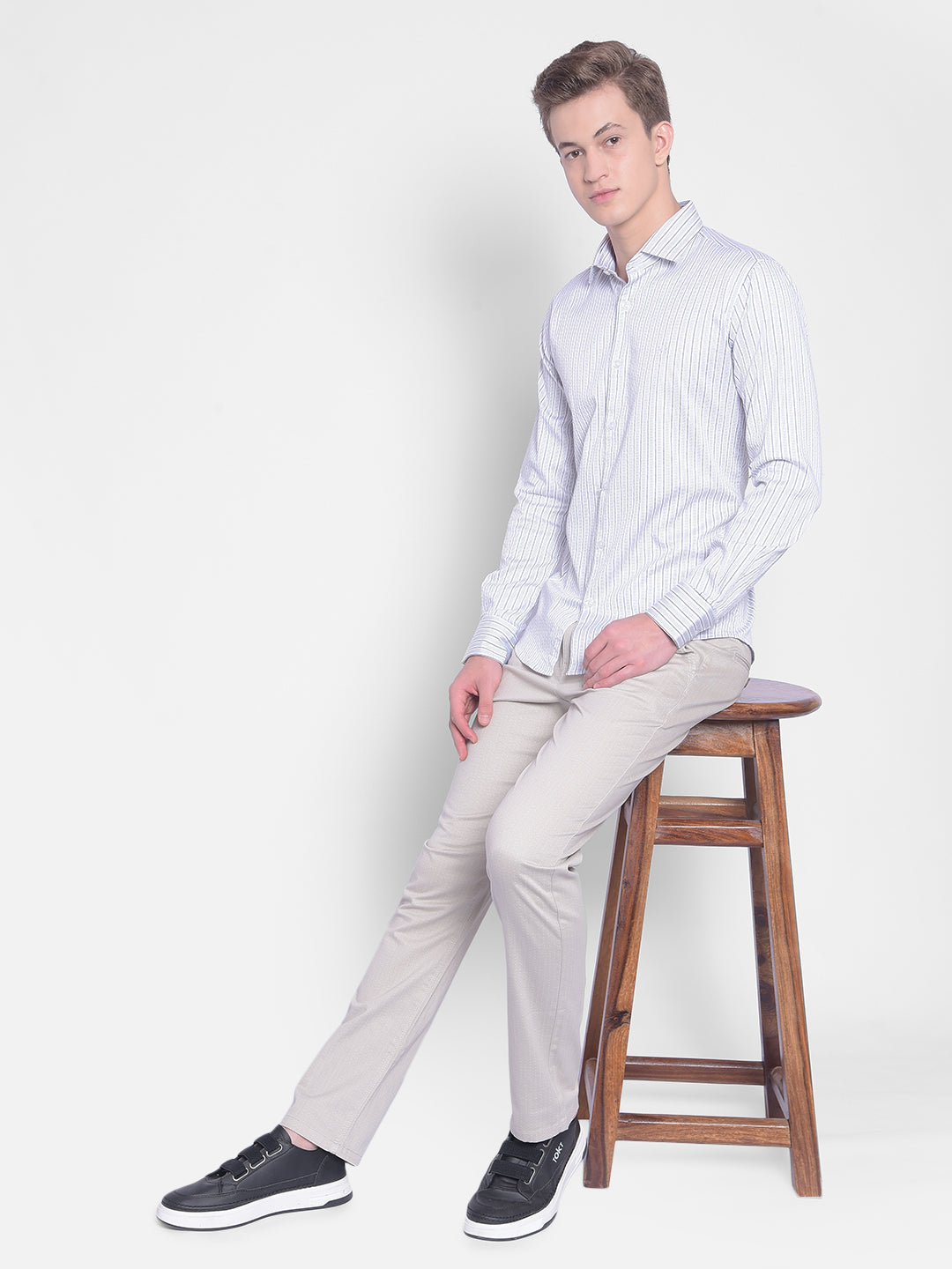 White Striped Shirt-Men Shirts-Crimsoune Club