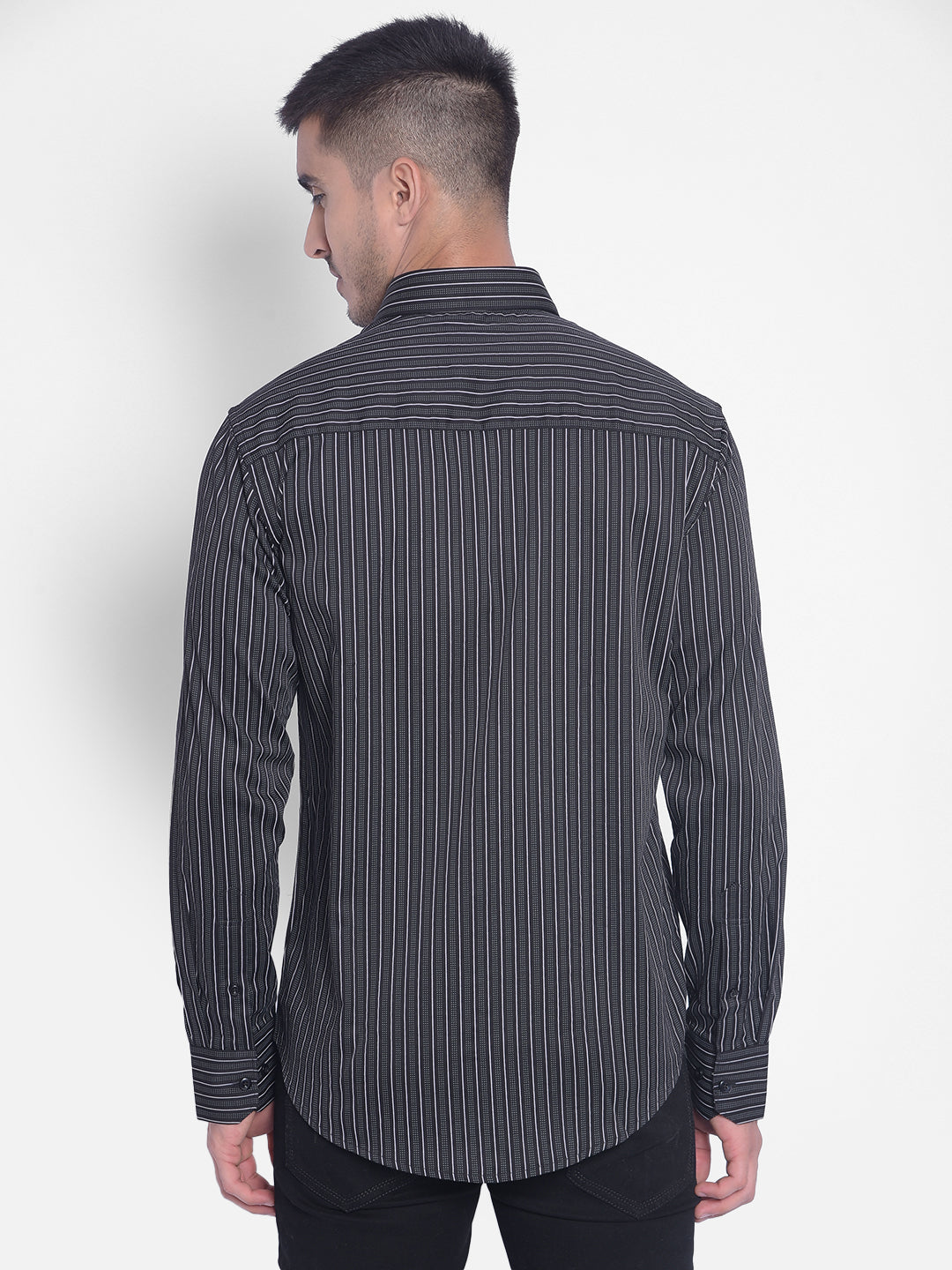 Black Striped Shirt-Men Jeans-Crimsoune Club