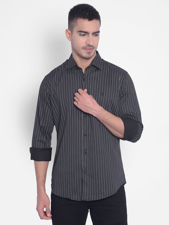 Black Striped Shirt-Men Jeans-Crimsoune Club