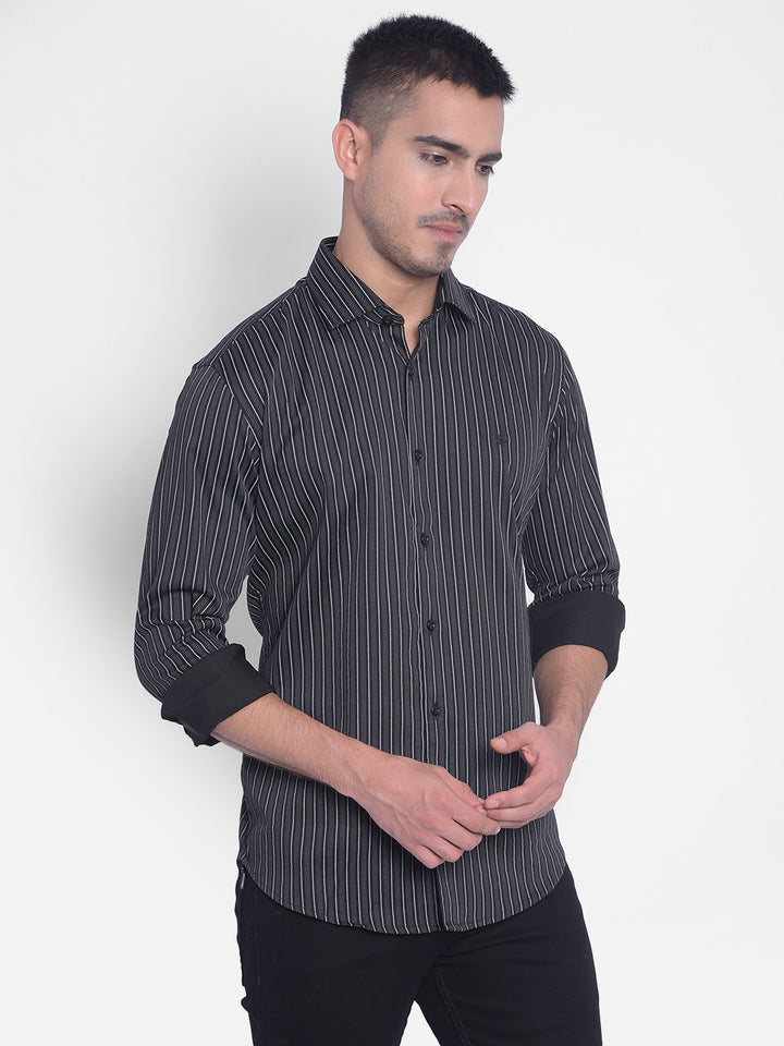 Black Striped Shirt-Men Jeans-Crimsoune Club