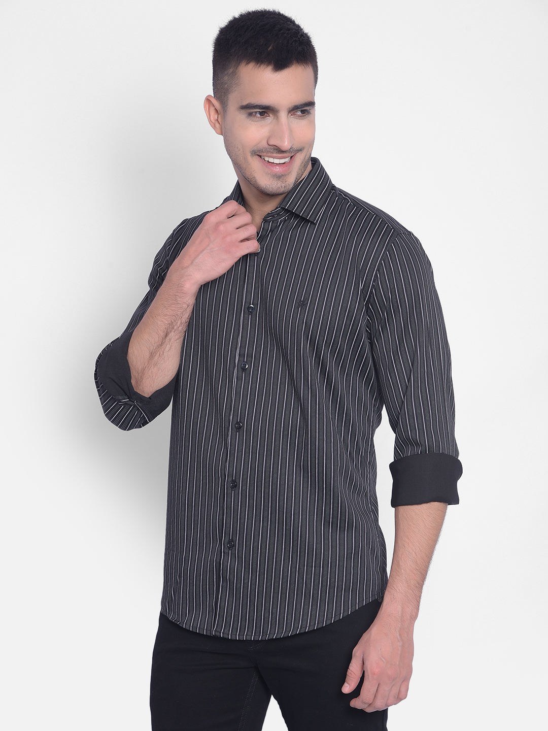 Black Striped Shirt-Men Jeans-Crimsoune Club