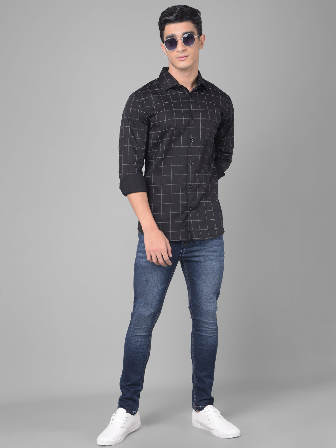 Black Checked Shirt-Men Shirts-Crimsoune Club