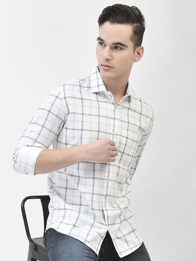 White Checked Shirt-Men Shirts-Crimsoune Club