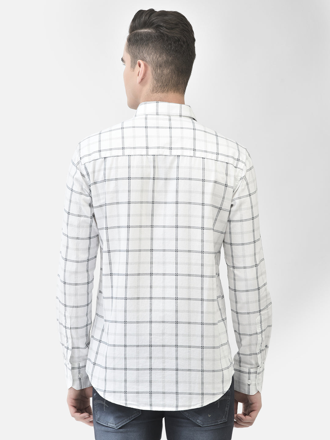 White Checked Shirt-Men Shirts-Crimsoune Club