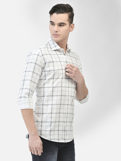 White Checked Shirt-Men Shirts-Crimsoune Club