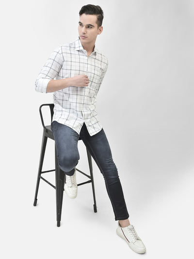 White Checked Shirt-Men Shirts-Crimsoune Club