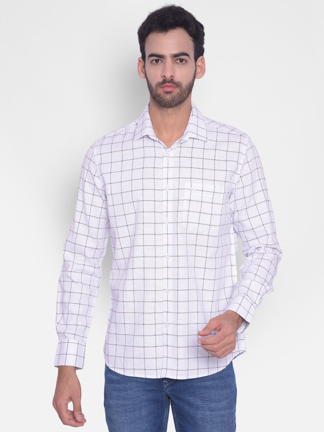 White Checked Shirt-Mens Shirts-Crimsoune Club