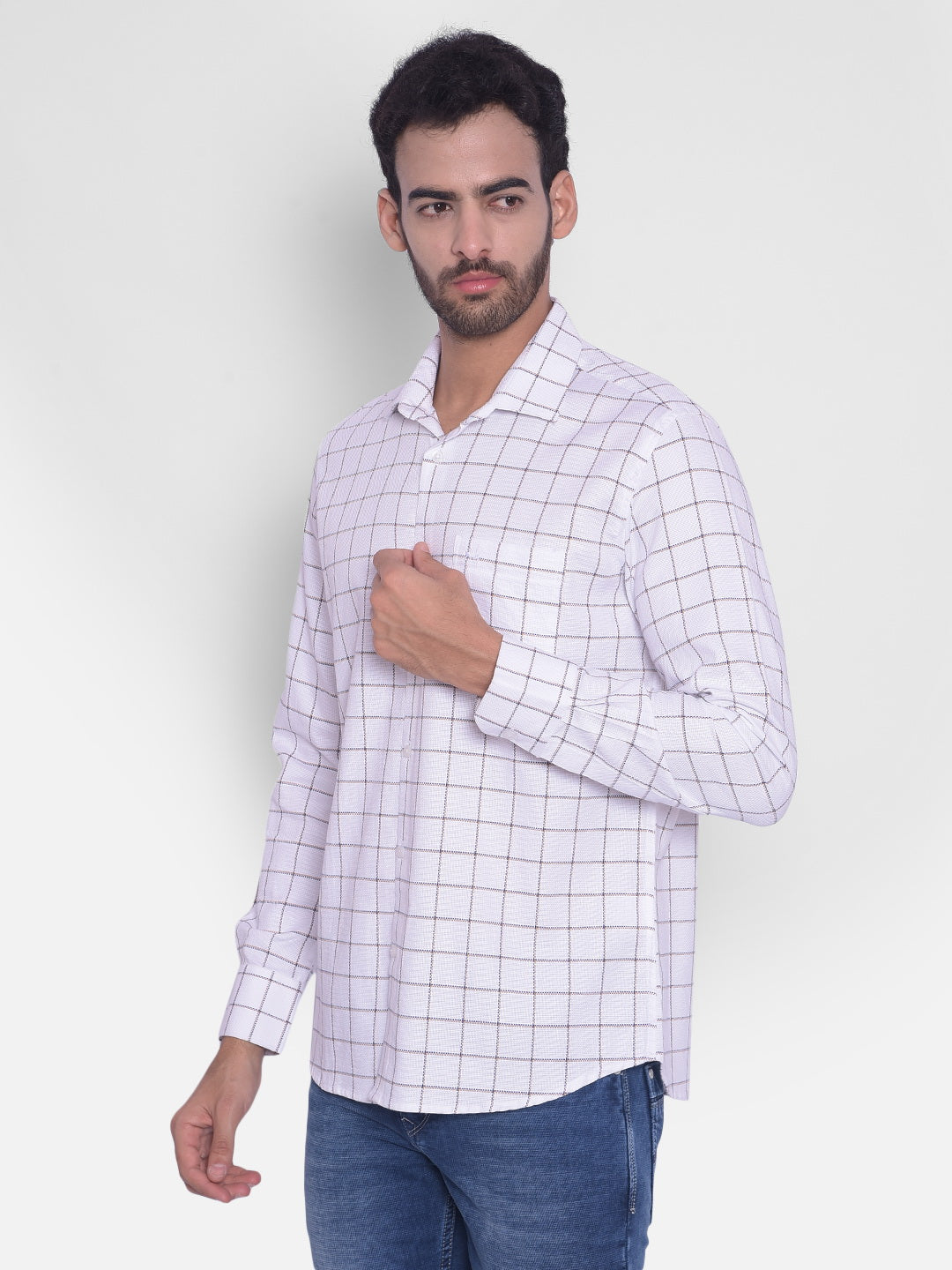 White Checked Shirt-Mens Shirts-Crimsoune Club