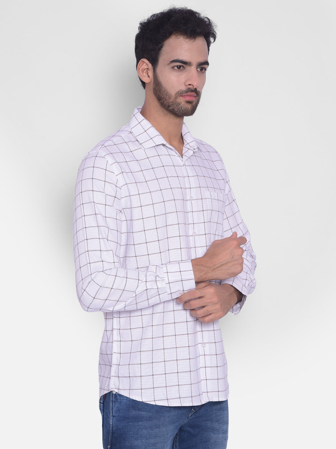 White Checked Shirt-Mens Shirts-Crimsoune Club