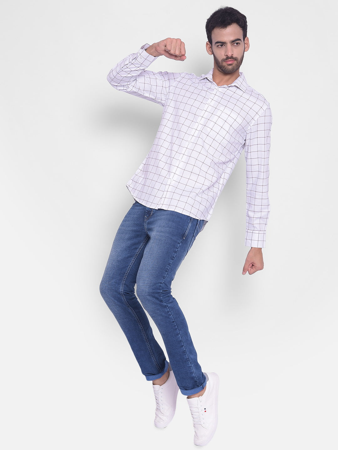 White Checked Shirt-Mens Shirts-Crimsoune Club