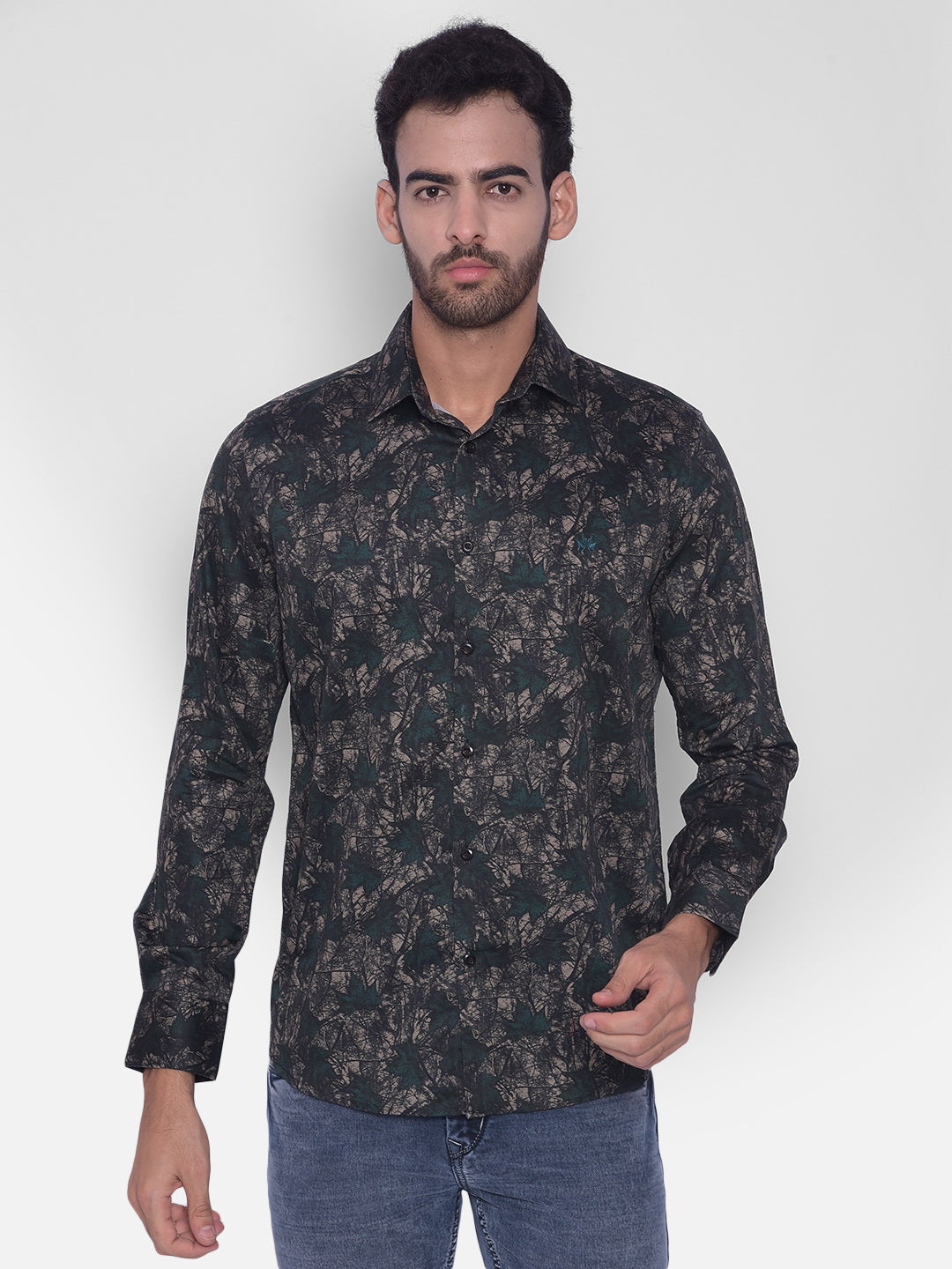 Green Printed Shirt-Mens Shirts-Crimsoune Club