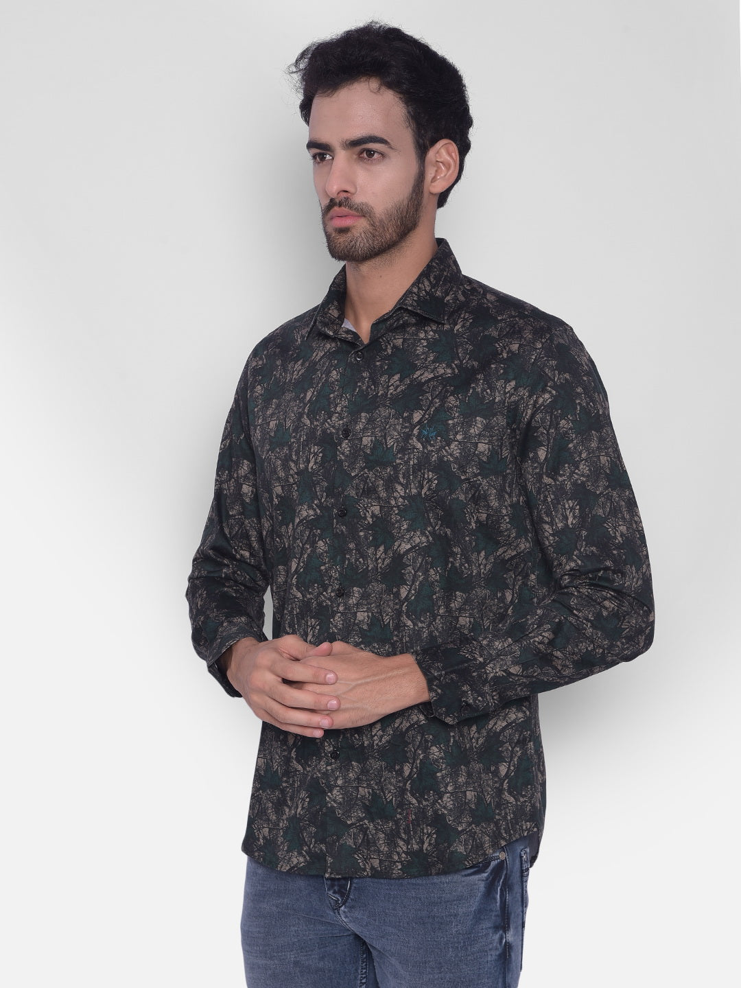 Green Printed Shirt-Mens Shirts-Crimsoune Club