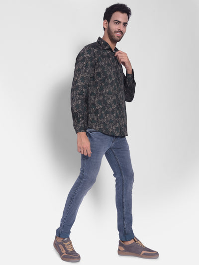 Green Printed Shirt-Mens Shirts-Crimsoune Club