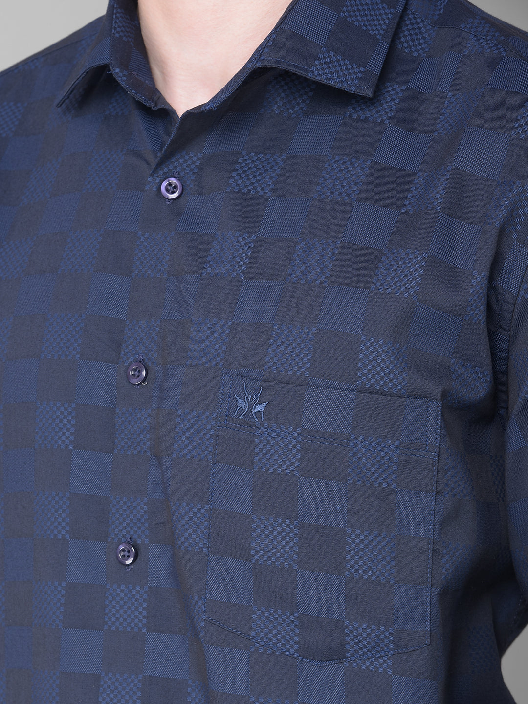 Navy Blue Printed Shirt-Men Shirts-Crimsoune Club