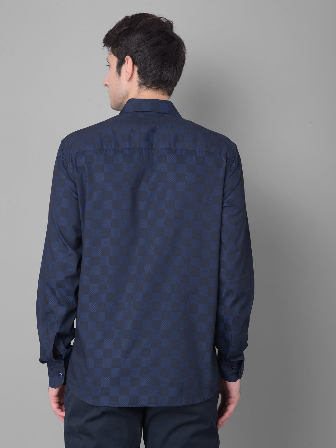 Navy Blue Printed Shirt-Men Shirts-Crimsoune Club