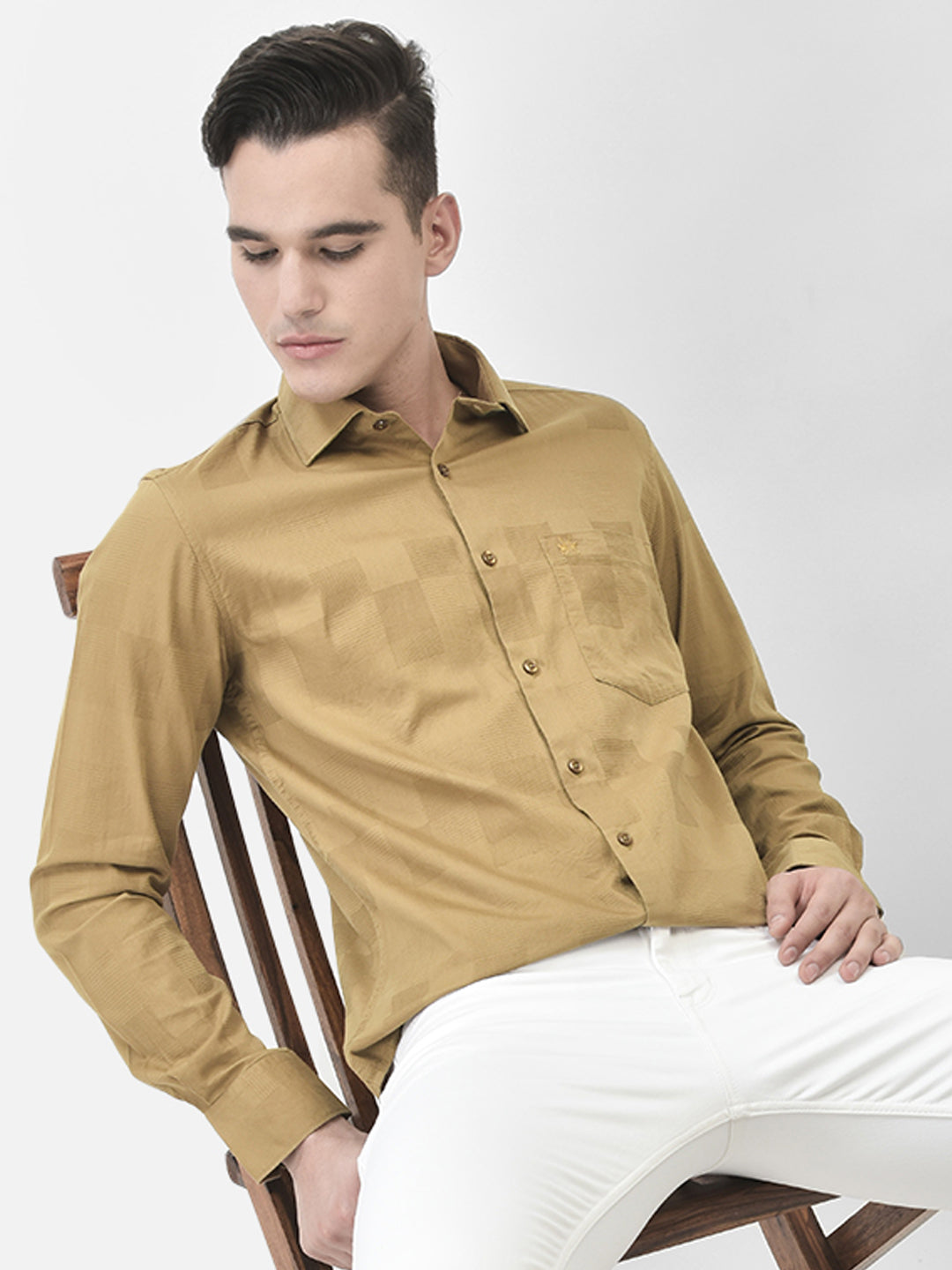 Mustard Shirt-Men Shirts-Crimsoune Club