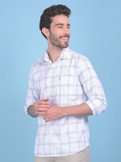 White Tartan Check 100% Cotton Shirt-Men Shirts-Crimsoune Club