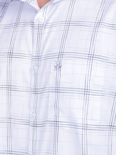 White Tartan Check 100% Cotton Shirt-Men Shirts-Crimsoune Club