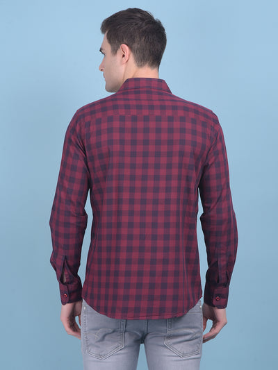 Maroon Checks Shirt-Men Shirts-Crimsoune Club