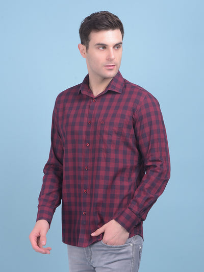 Maroon Checks Shirt-Men Shirts-Crimsoune Club