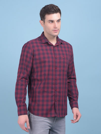 Maroon Checks Shirt-Men Shirts-Crimsoune Club