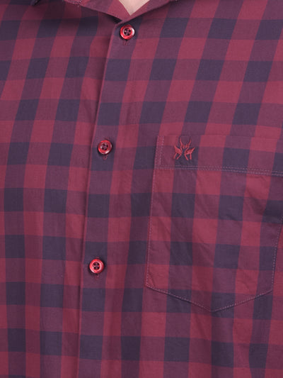 Maroon Checks Shirt-Men Shirts-Crimsoune Club