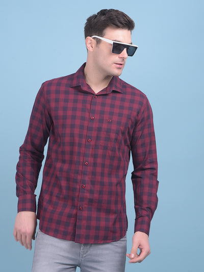 Maroon Checks Shirt-Men Shirts-Crimsoune Club