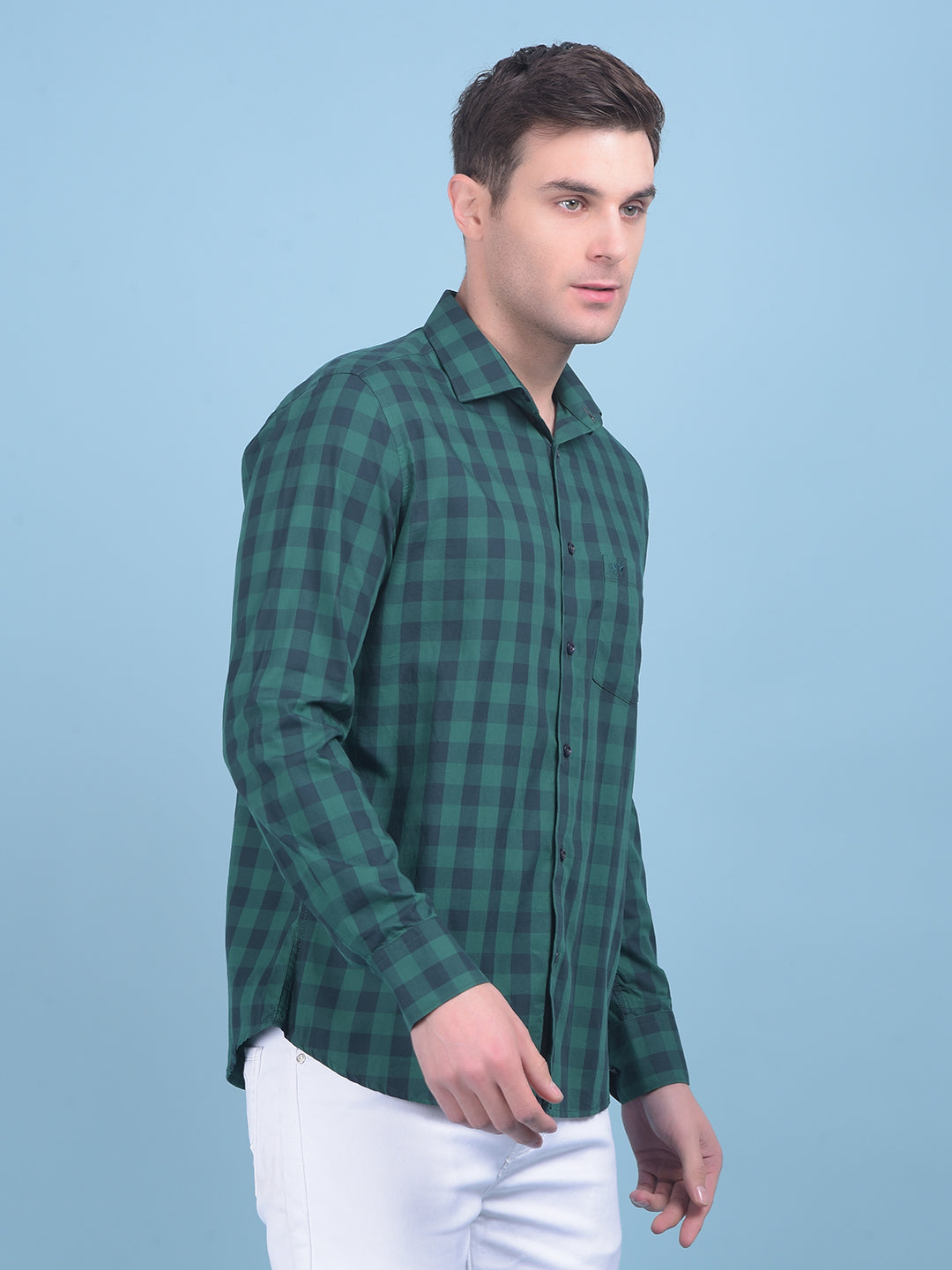 Light Blue Checks Shirt-Men Shirts-Crimsoune Club